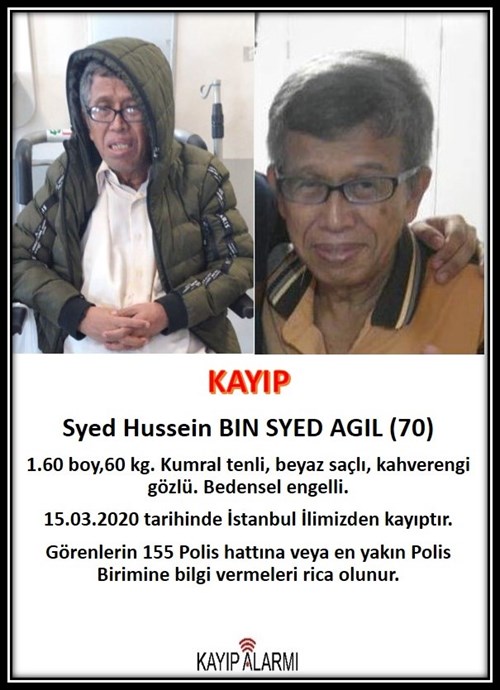 Kayıp Syed Hussein BIN SYED AGIL (70)