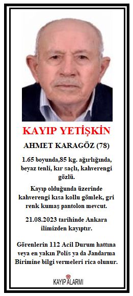 Kayıp Ahmet KARAGÖZ (78)