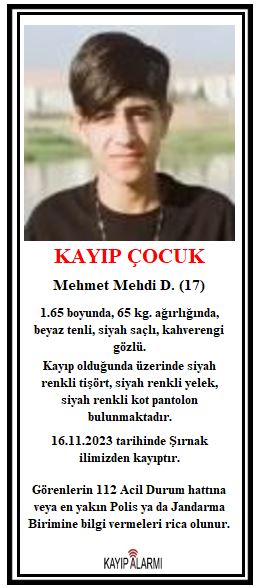 Kayıp Çocuk Mehmet Mehdi D.(17)